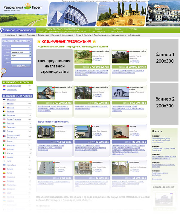 Реклама на сайте Региональный проект www.rp47.ru. Подать объявление о недвижимости.